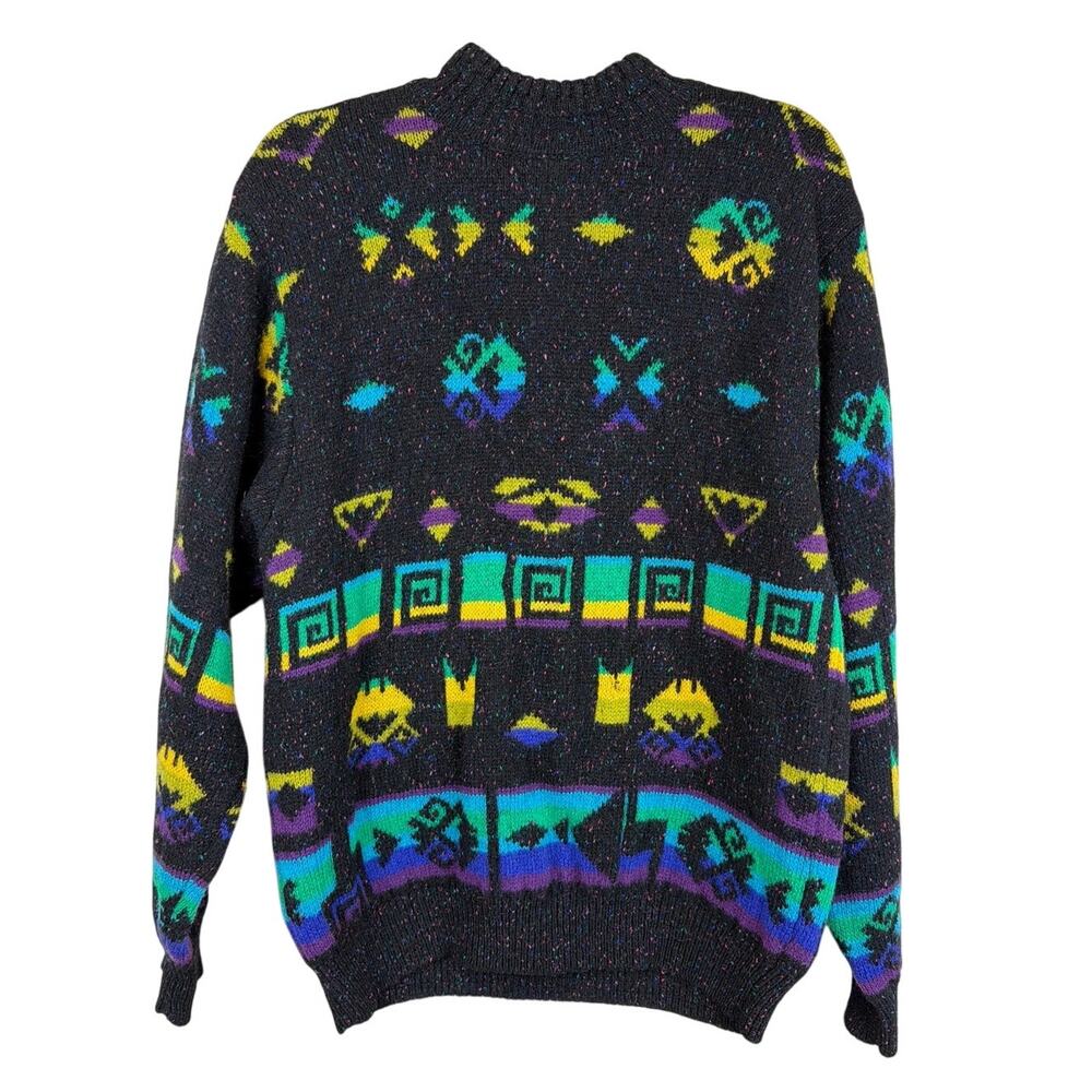 Vintage United Colors of Benetton Multicolored Patterned Wool Sweater SZ M Italy